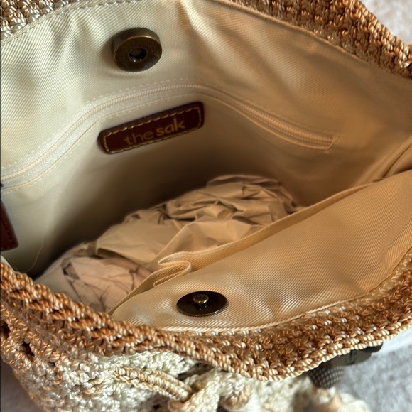 The Sak Crocheted Shoulder Bag in Tan and Cream - Picture 4 of 6